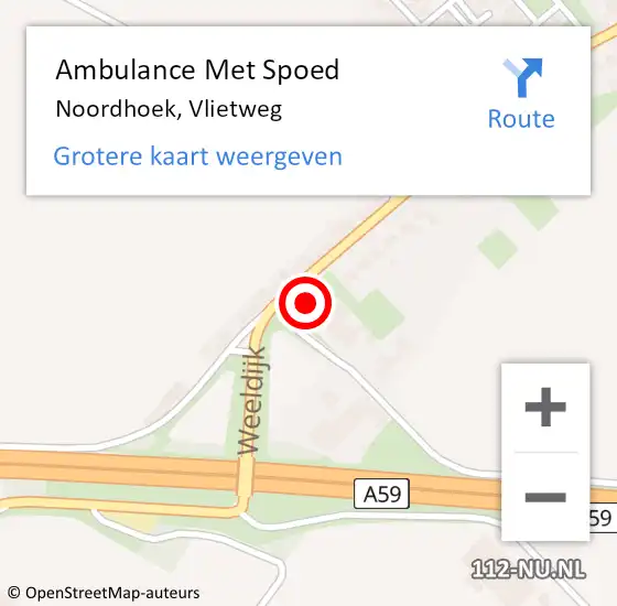 Locatie op kaart van de 112 melding: Ambulance Met Spoed Naar Noordhoek, Vlietweg op 27 januari 2015 11:34