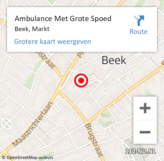 Locatie op kaart van de 112 melding: Ambulance Met Grote Spoed Naar Beek, Markt op 27 januari 2015 11:46