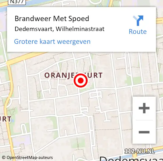 Locatie op kaart van de 112 melding: Brandweer Met Spoed Naar Dedemsvaart, Wilhelminastraat op 28 oktober 2013 12:44