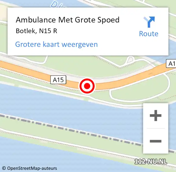 Locatie op kaart van de 112 melding: Ambulance Met Grote Spoed Naar Botlek, N15 R op 27 januari 2015 11:58