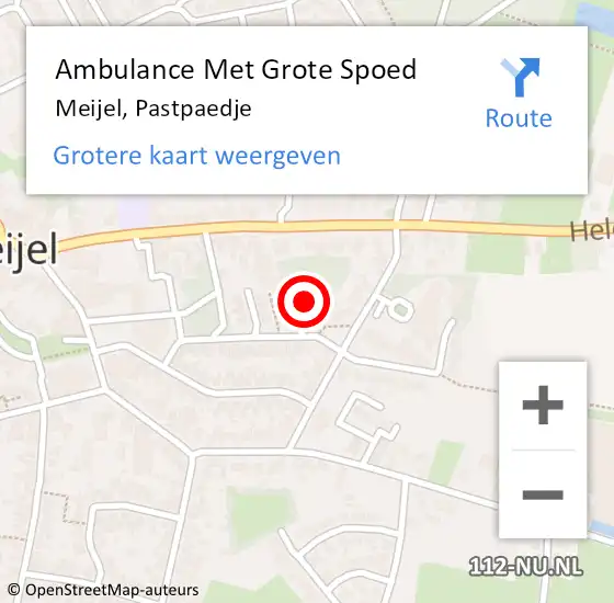 Locatie op kaart van de 112 melding: Ambulance Met Grote Spoed Naar Meijel, Pastpaedje op 27 januari 2015 12:04