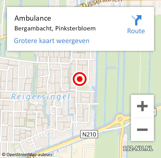 Locatie op kaart van de 112 melding: Ambulance Bergambacht, Pinksterbloem op 27 januari 2015 12:20