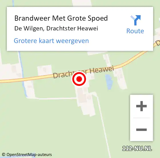 Locatie op kaart van de 112 melding: Brandweer Met Grote Spoed Naar De Wilgen, Drachtster Heawei op 28 oktober 2013 12:44