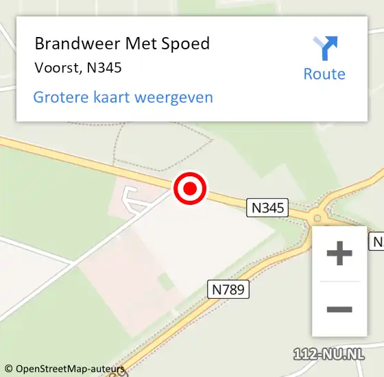 Locatie op kaart van de 112 melding: Brandweer Met Spoed Naar Voorst, N345 op 28 oktober 2013 12:44