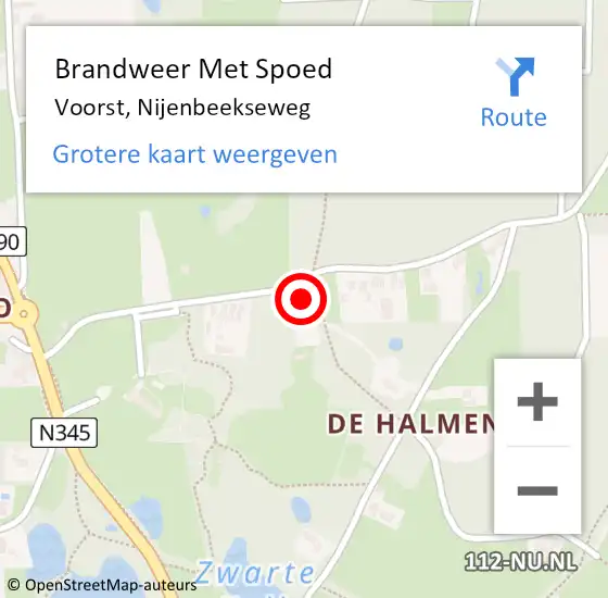 Locatie op kaart van de 112 melding: Brandweer Met Spoed Naar Voorst, Nijenbeekseweg op 28 oktober 2013 12:45