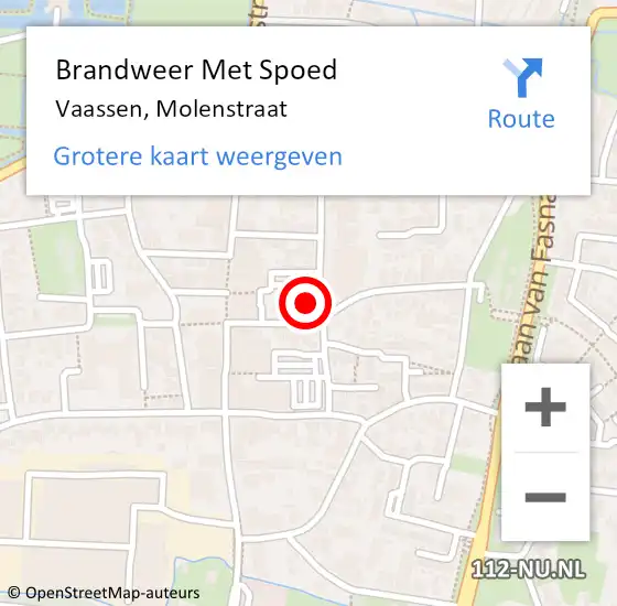 Locatie op kaart van de 112 melding: Brandweer Met Spoed Naar Vaassen, Molenstraat op 28 oktober 2013 12:45