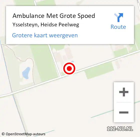 Locatie op kaart van de 112 melding: Ambulance Met Grote Spoed Naar Ysselsteyn, Heidse Peelweg op 27 januari 2015 12:58