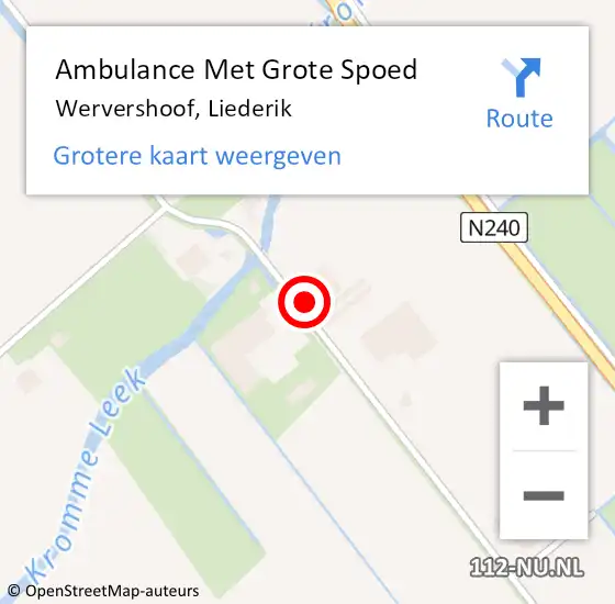 Locatie op kaart van de 112 melding: Ambulance Met Grote Spoed Naar Wervershoof, Liederik op 27 januari 2015 12:59