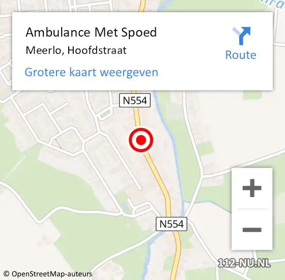 Locatie op kaart van de 112 melding: Ambulance Met Spoed Naar Meerlo, Hoofdstraat op 27 januari 2015 12:59