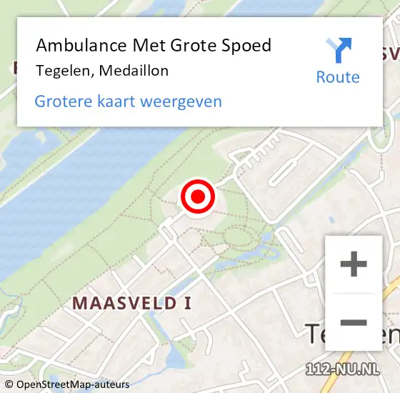 Locatie op kaart van de 112 melding: Ambulance Met Grote Spoed Naar Tegelen, Medaillon op 27 januari 2015 13:01