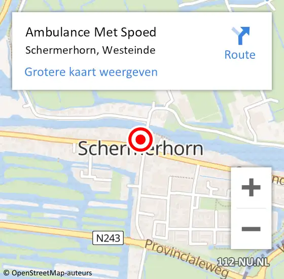 Locatie op kaart van de 112 melding: Ambulance Met Spoed Naar Schermerhorn, Westeinde op 27 januari 2015 13:05