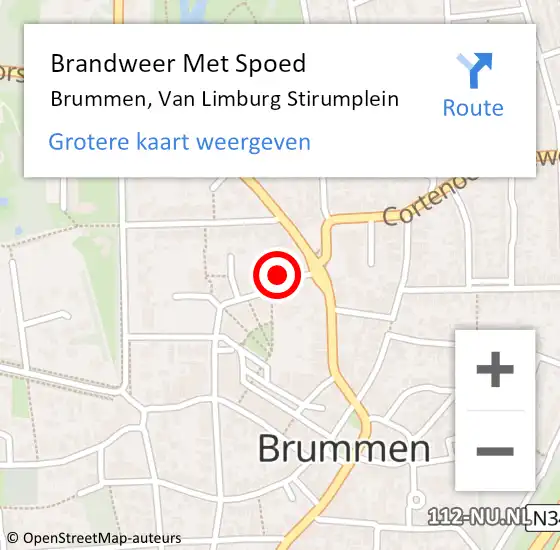 Locatie op kaart van de 112 melding: Brandweer Met Spoed Naar Brummen, Van Limburg Stirumplein op 28 oktober 2013 12:46