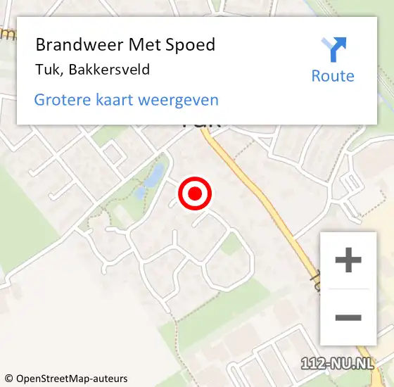 Locatie op kaart van de 112 melding: Brandweer Met Spoed Naar Tuk, Bakkersveld op 28 oktober 2013 12:46