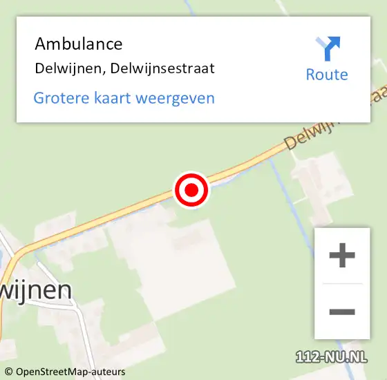 Locatie op kaart van de 112 melding: Ambulance Delwijnen, Delwijnsestraat op 27 januari 2015 13:58