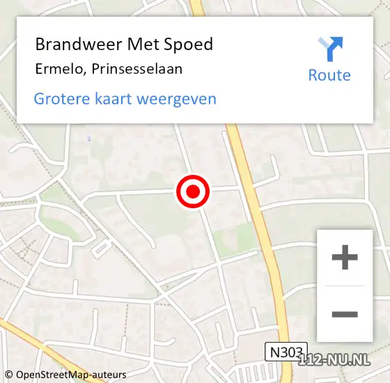 Locatie op kaart van de 112 melding: Brandweer Met Spoed Naar Ermelo, Prinsesselaan op 28 oktober 2013 12:46