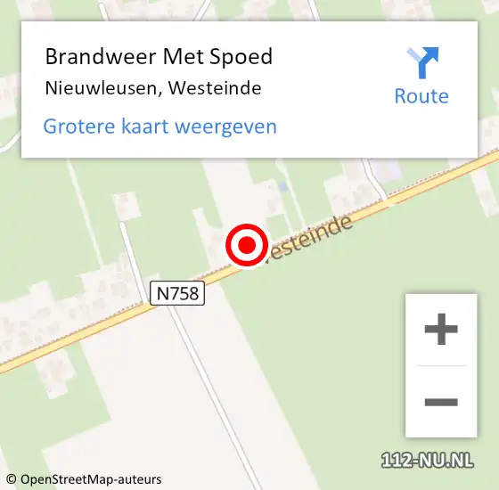 Locatie op kaart van de 112 melding: Brandweer Met Spoed Naar Nieuwleusen, Westeinde op 28 oktober 2013 12:46