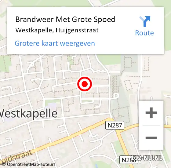 Locatie op kaart van de 112 melding: Brandweer Met Grote Spoed Naar Westkapelle, Huijgensstraat op 27 januari 2015 15:03