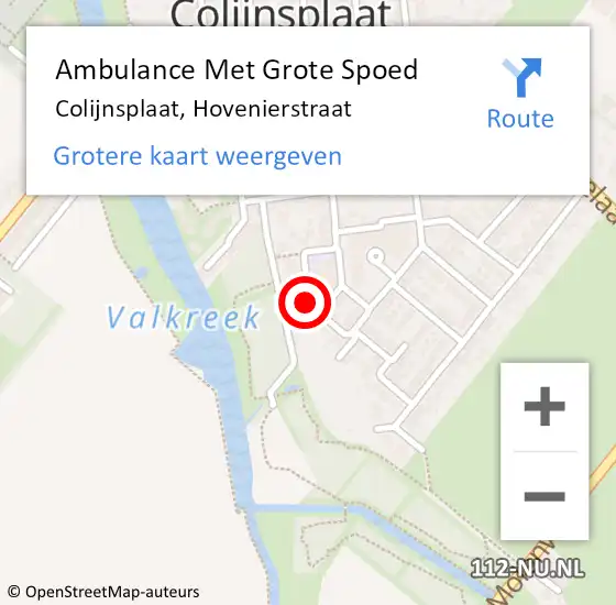 Locatie op kaart van de 112 melding: Ambulance Met Grote Spoed Naar Colijnsplaat, Hovenierstraat op 27 januari 2015 15:06