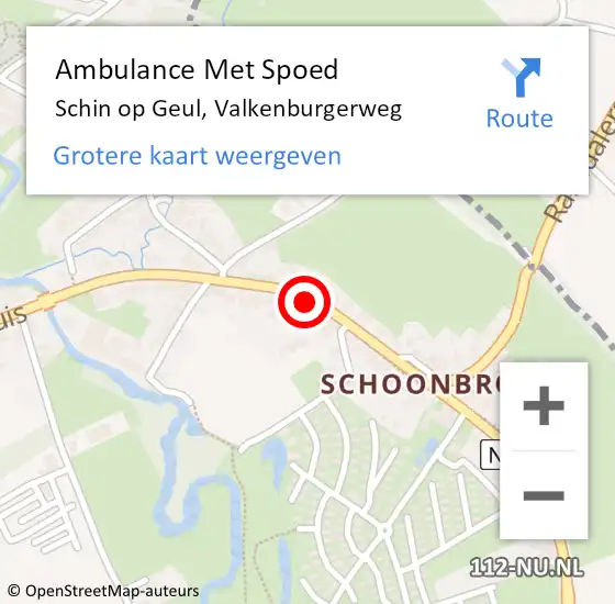 Locatie op kaart van de 112 melding: Ambulance Met Spoed Naar Schin op Geul, Valkenburgerweg op 27 januari 2015 15:06