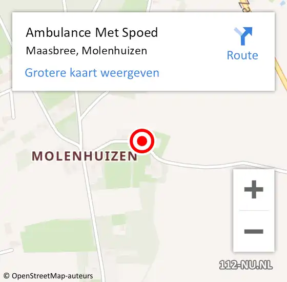 Locatie op kaart van de 112 melding: Ambulance Met Spoed Naar Maasbree, Molenhuizen op 27 januari 2015 15:21