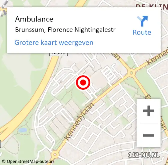 Locatie op kaart van de 112 melding: Ambulance Brunssum, Florence Nightingalestr op 27 januari 2015 15:24