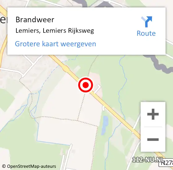 Locatie op kaart van de 112 melding: Brandweer Lemiers, Lemiers Rijksweg op 27 januari 2015 15:27