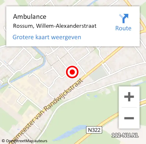 Locatie op kaart van de 112 melding: Ambulance Rossum, Willem-Alexanderstraat op 27 januari 2015 15:38