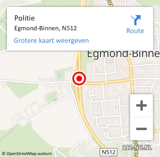 Locatie op kaart van de 112 melding: Politie Egmond-Binnen, N512 op 27 januari 2015 15:44