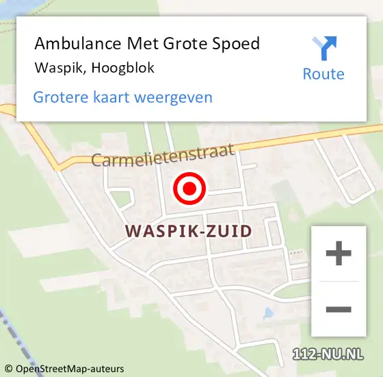 Locatie op kaart van de 112 melding: Ambulance Met Grote Spoed Naar Waspik, Hoogblok op 27 januari 2015 15:56