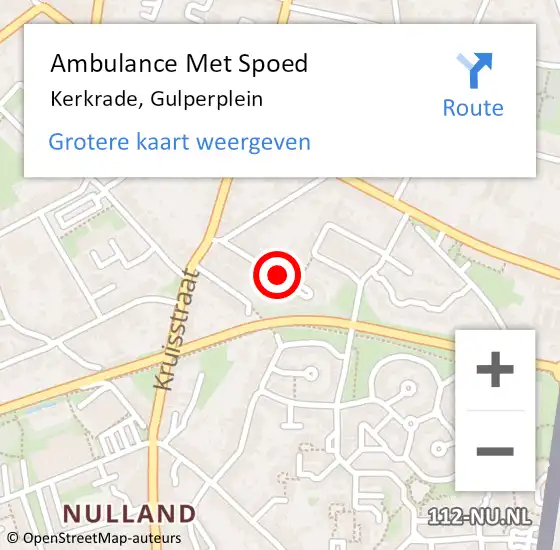 Locatie op kaart van de 112 melding: Ambulance Met Spoed Naar Kerkrade, Gulperplein op 27 januari 2015 16:05