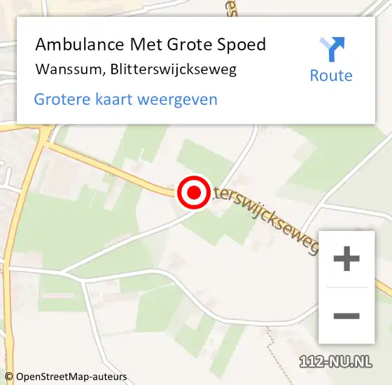 Locatie op kaart van de 112 melding: Ambulance Met Grote Spoed Naar Wanssum, Blitterswijckseweg op 27 januari 2015 16:05