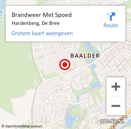 Locatie op kaart van de 112 melding: Brandweer Met Spoed Naar Hardenberg, De Bree op 28 oktober 2013 12:48