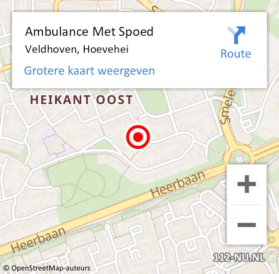 Locatie op kaart van de 112 melding: Ambulance Met Spoed Naar Veldhoven, Hoevehei op 27 januari 2015 16:07