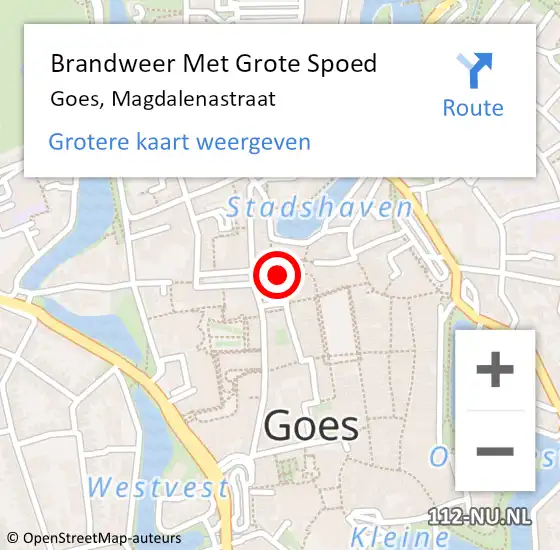 Locatie op kaart van de 112 melding: Brandweer Met Grote Spoed Naar Goes, Magdalenastraat op 11 september 2013 03:10