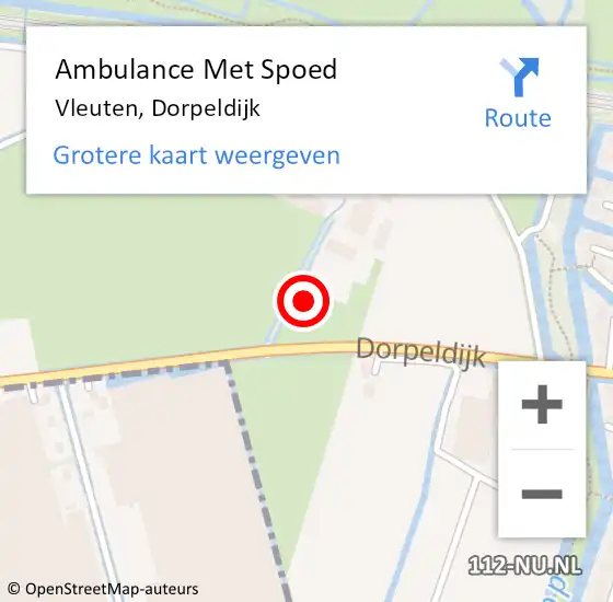 Locatie op kaart van de 112 melding: Ambulance Met Spoed Naar Vleuten, Dorpeldijk op 27 januari 2015 16:43