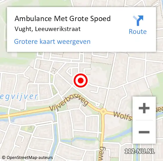 Locatie op kaart van de 112 melding: Ambulance Met Grote Spoed Naar Vught, Leeuwerikstraat op 27 januari 2015 16:47