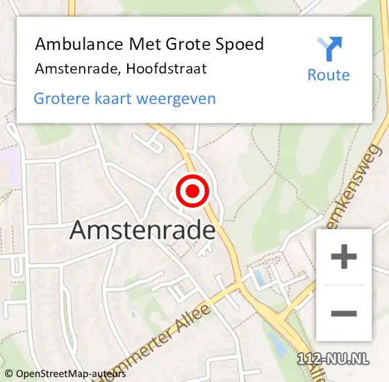 Locatie op kaart van de 112 melding: Ambulance Met Grote Spoed Naar Amstenrade, Hoofdstraat op 27 januari 2015 17:22