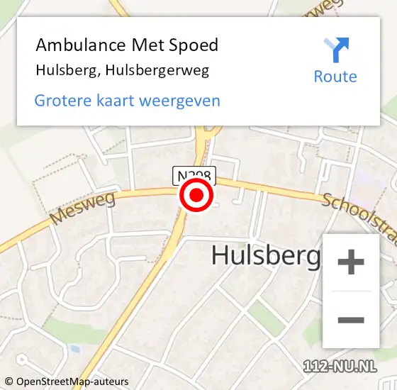 Locatie op kaart van de 112 melding: Ambulance Met Spoed Naar Hulsberg, Hulsbergerweg op 27 januari 2015 17:43