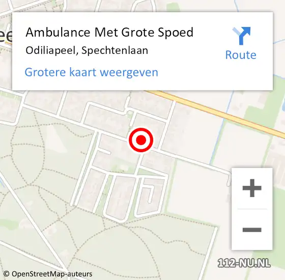 Locatie op kaart van de 112 melding: Ambulance Met Grote Spoed Naar Odiliapeel, Spechtenlaan op 27 januari 2015 17:52