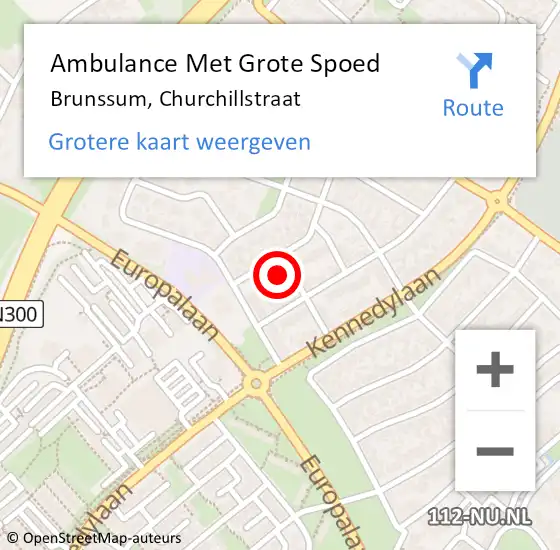 Locatie op kaart van de 112 melding: Ambulance Met Grote Spoed Naar Brunssum, Churchillstraat op 27 januari 2015 18:07