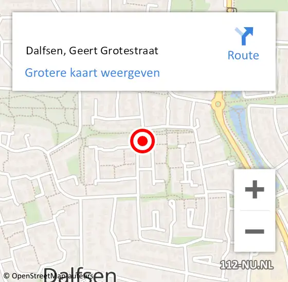 Locatie op kaart van de 112 melding:  Dalfsen, Geert Grotestraat op 28 oktober 2013 12:50