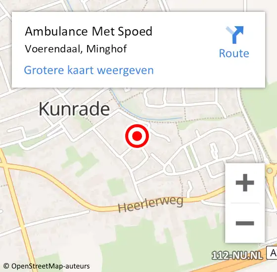 Locatie op kaart van de 112 melding: Ambulance Met Spoed Naar Voerendaal, Minghof op 27 januari 2015 18:31