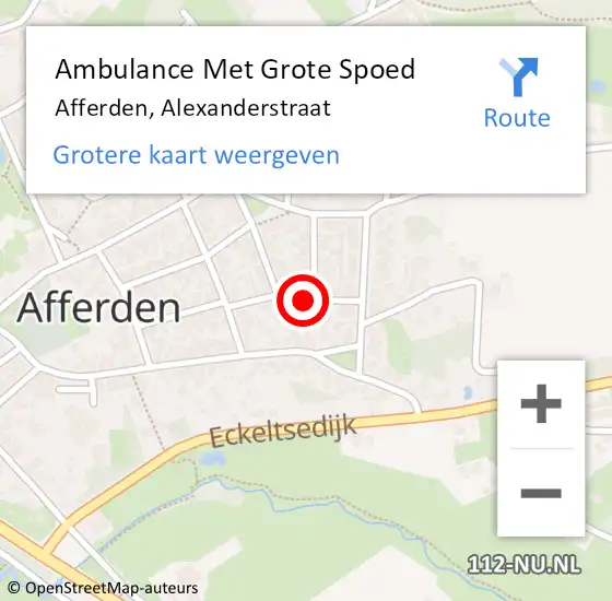 Locatie op kaart van de 112 melding: Ambulance Met Grote Spoed Naar Afferden, Alexanderstraat op 27 januari 2015 18:34