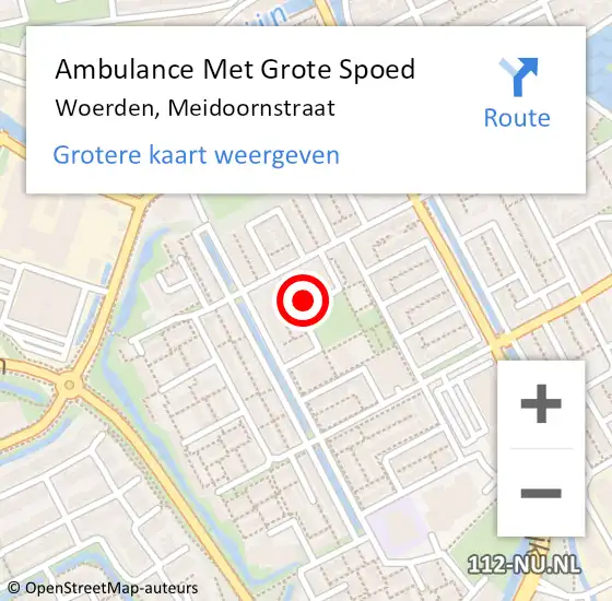 Locatie op kaart van de 112 melding: Ambulance Met Grote Spoed Naar Woerden, Meidoornstraat op 27 januari 2015 18:39