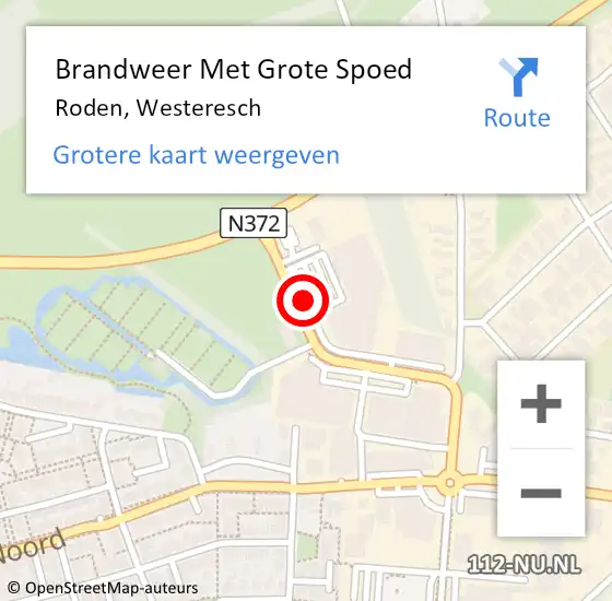 Locatie op kaart van de 112 melding: Brandweer Met Grote Spoed Naar Roden, Westeresch op 27 januari 2015 19:06