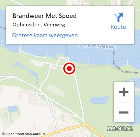 Locatie op kaart van de 112 melding: Brandweer Met Spoed Naar Opheusden, Veerweg op 28 oktober 2013 12:51