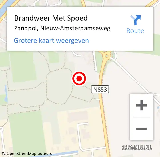 Locatie op kaart van de 112 melding: Brandweer Met Spoed Naar Zandpol, Nieuw-Amsterdamseweg op 27 januari 2015 19:32