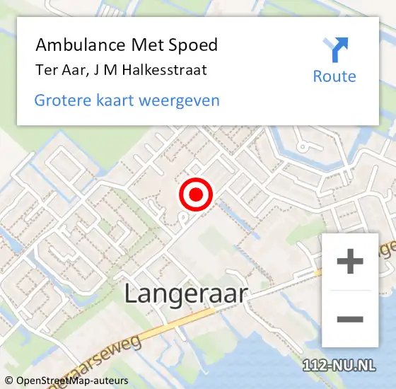 Locatie op kaart van de 112 melding: Ambulance Met Spoed Naar Ter Aar, J M Halkesstraat op 27 januari 2015 19:45