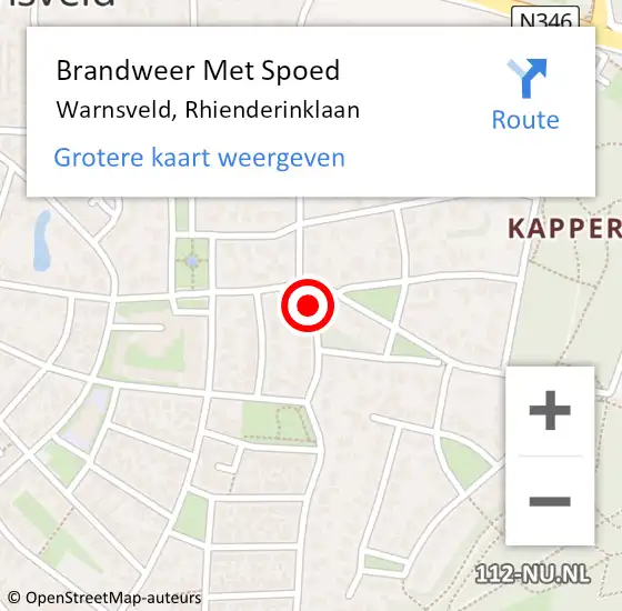 Locatie op kaart van de 112 melding: Brandweer Met Spoed Naar Warnsveld, Rhienderinklaan op 28 oktober 2013 12:52