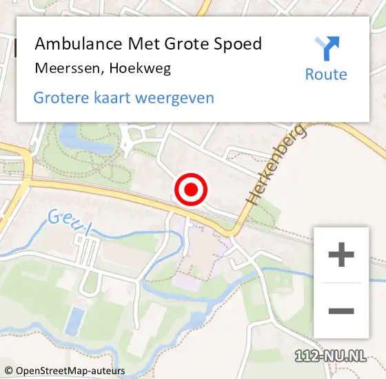 Locatie op kaart van de 112 melding: Ambulance Met Grote Spoed Naar Meerssen, Hoekweg op 27 januari 2015 20:16